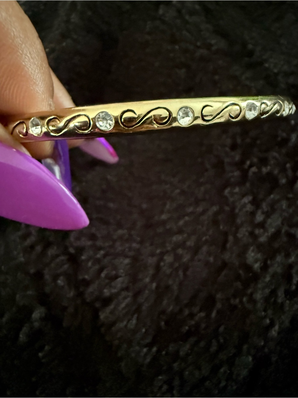1937–1954 Vintage Monet Crystal Gold Tone Bangle Bracelet Pre-1955 Collectible